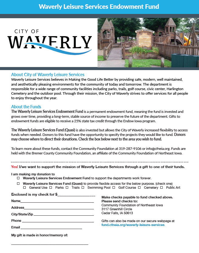Leisure Services Foundation The City of Waverly